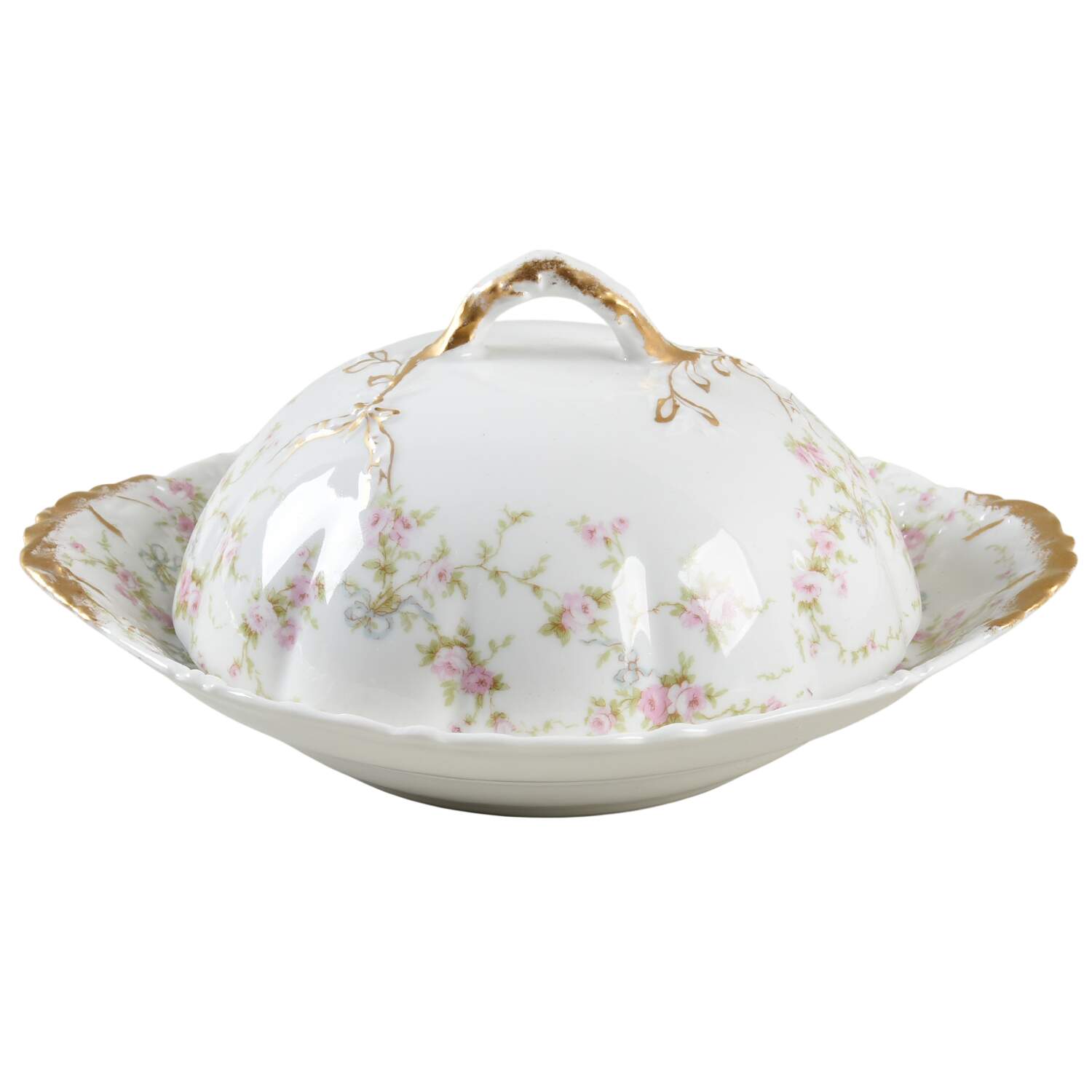 Schleiger 161d Round Covered Butter with Strainer by Haviland-1