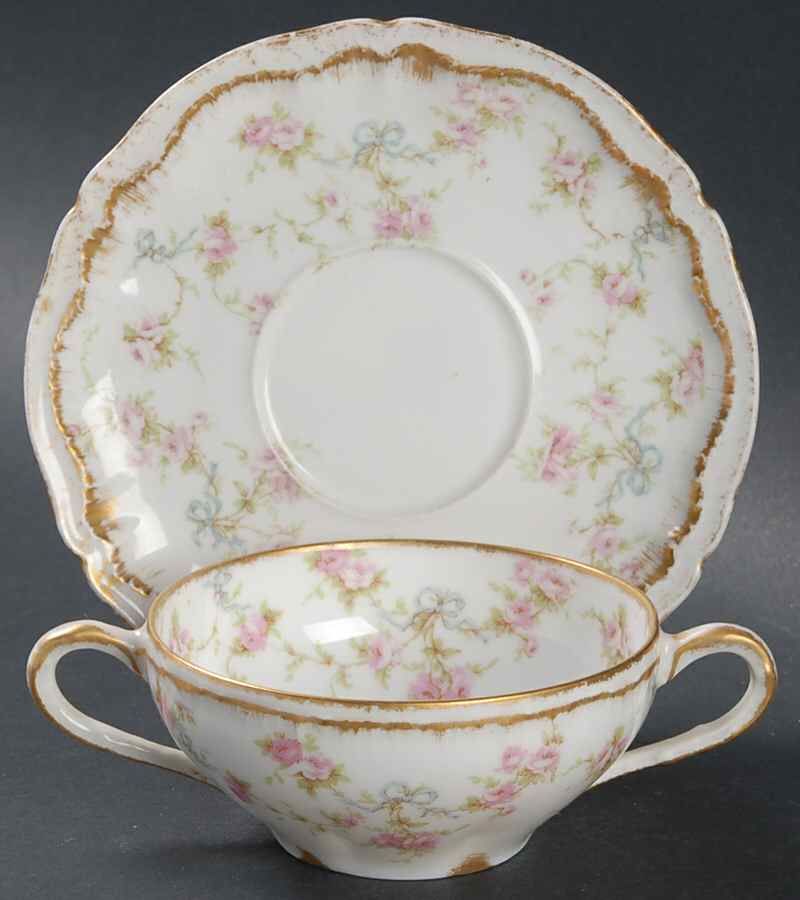 Schleiger 161E Flat Bouillon Cup & Saucer by Haviland-1