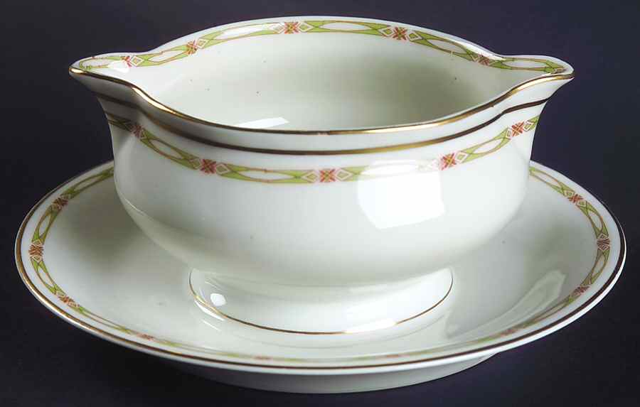 Schleiger 169a Gravy Boat with Attached Underplate by Haviland-1