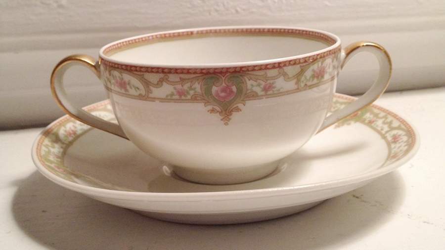 Schleiger 170a Flat Bouillon Cup & Saucer by Haviland-1
