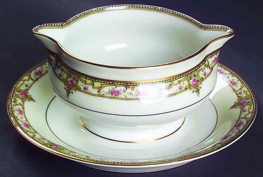 Schleiger 170C Gravy Boat with Attached Underplate by Haviland-1