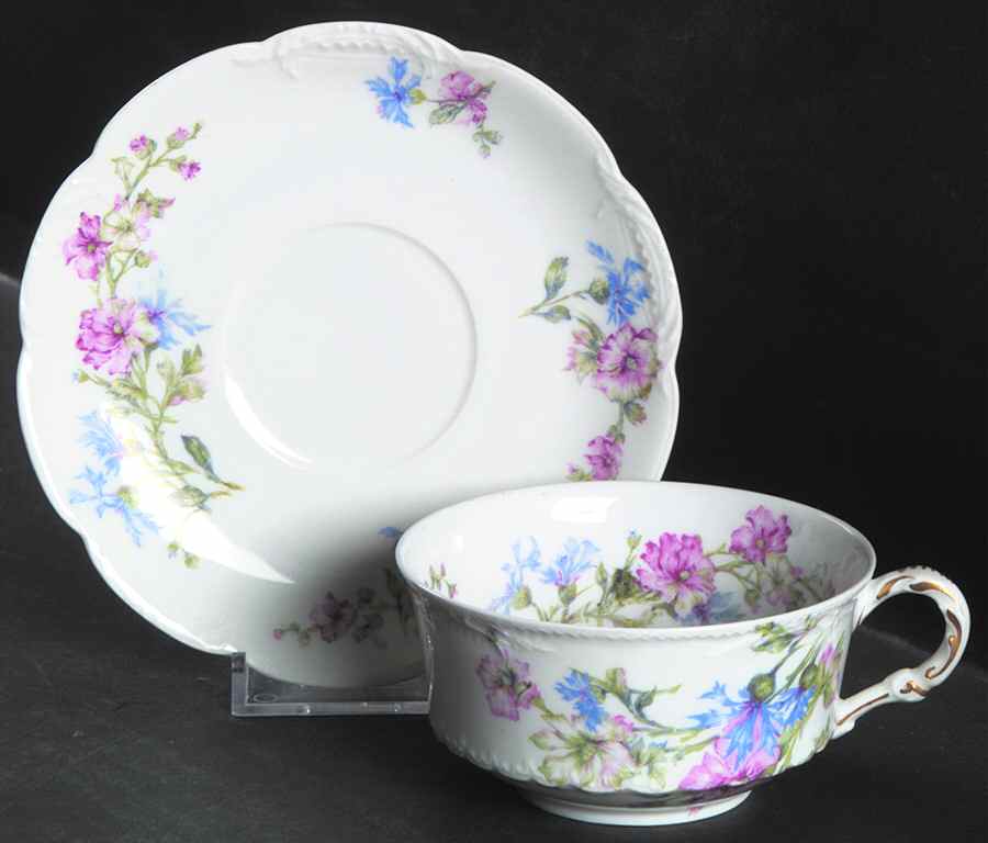 Schleiger 224 Flat Cup & Saucer Set by Haviland-1