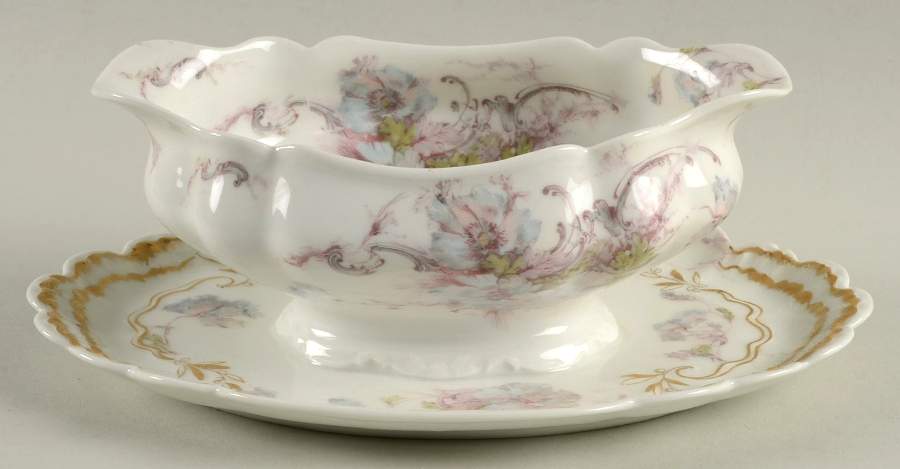 Schleiger 226e Gravy Boat with Attached Underplate by Haviland-1