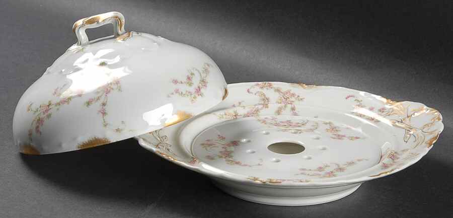 Schleiger 233A Round Covered Butter with Strainer by Haviland-1