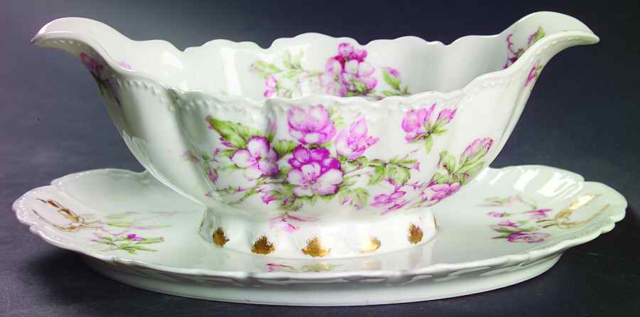 Schleiger 241A Gravy Boat with Attached Underplate by Haviland-1