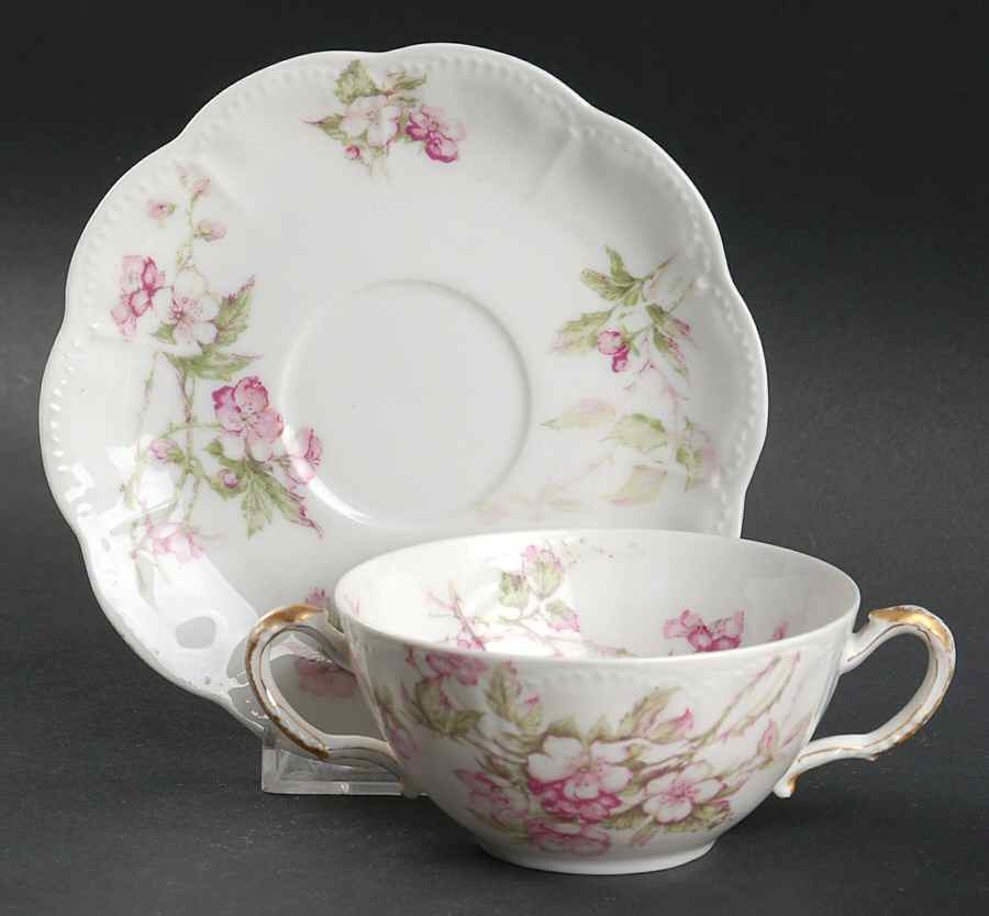 Schleiger 241A Flat Bouillon Cup & Saucer by Haviland-1