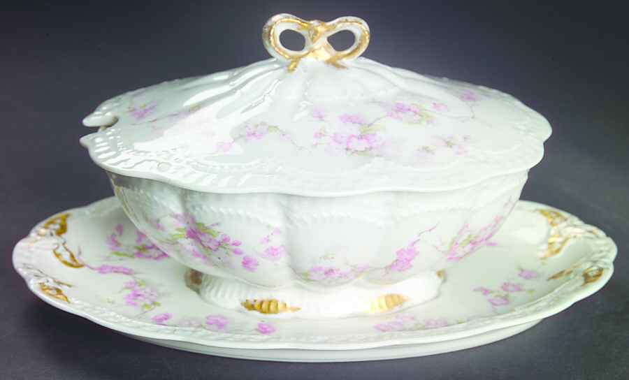 Schleiger 248 Gravy Boat w/Attached Underplate & Lid by Haviland-1