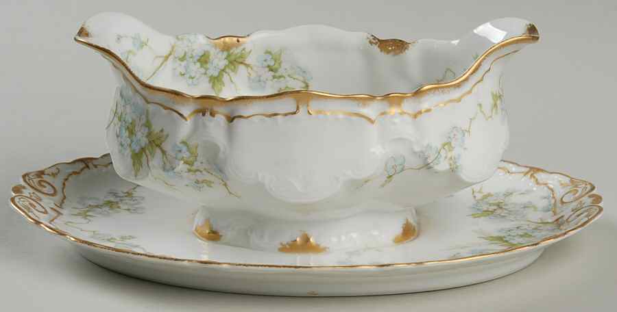 Schleiger 248A Gravy Boat with Attached Underplate by Haviland-1