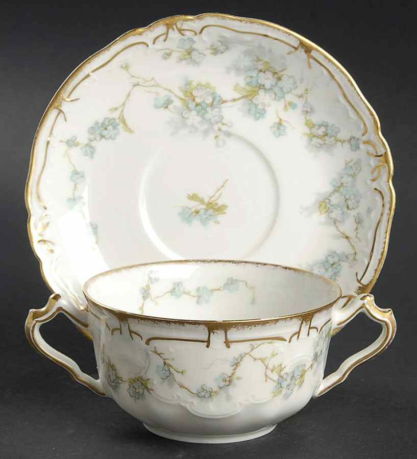 Schleiger 248A Flat Bouillon Cup & Saucer by Haviland-1