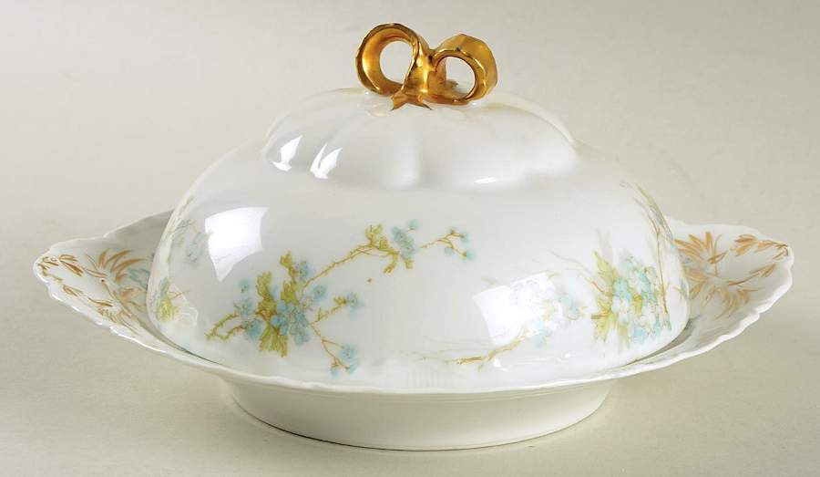 Schleiger 248B Round Covered Butter with Strainer by Haviland-1