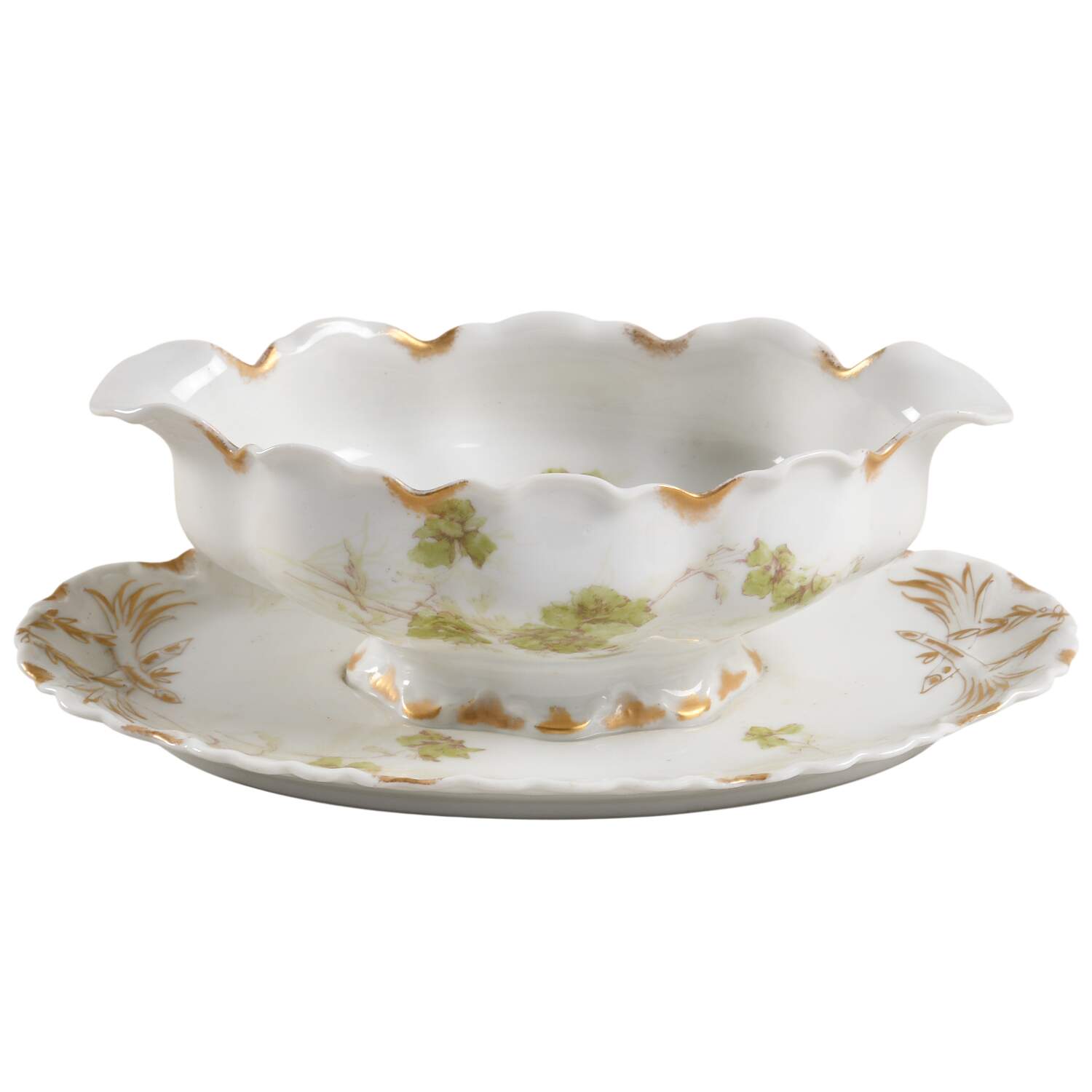 Schleiger 254A Gravy Boat with Attached Underplate by Haviland-1