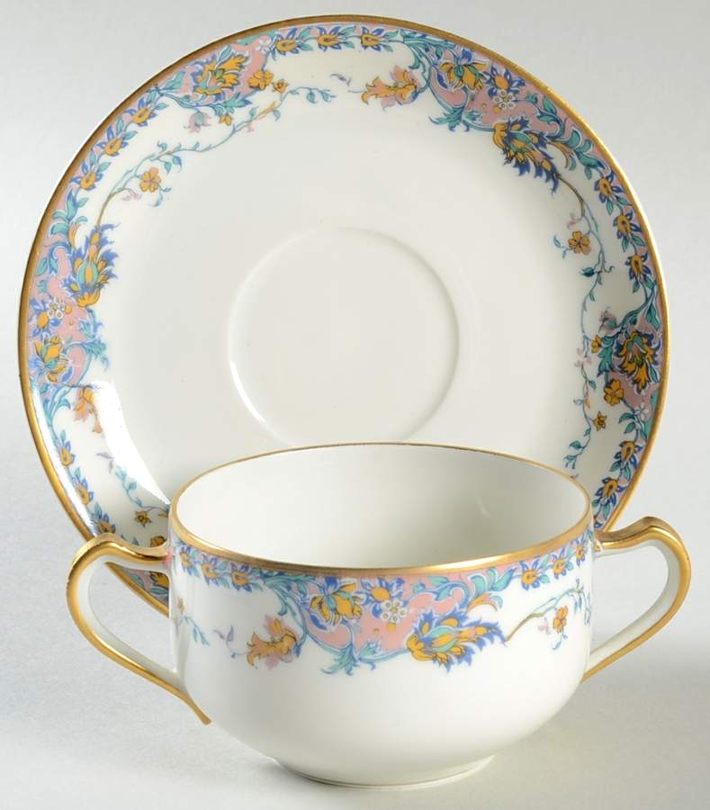 Schleiger 268a Flat Bouillon Cup & Saucer by Haviland-1