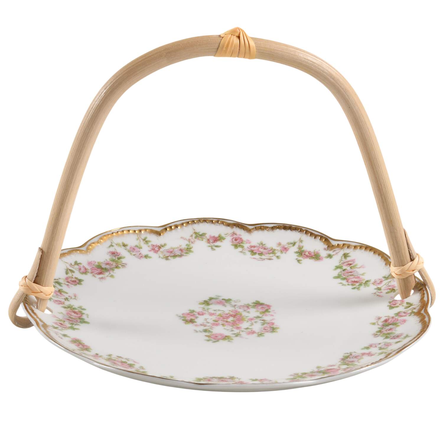 Schleiger 270 5 3/8"-5 5/8" Bamboo Handled Serving Plate  HC by Haviland-1