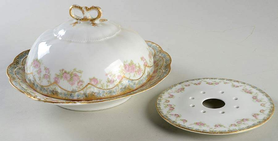Schleiger 271A Round Covered Butter with Strainer by Haviland-1
