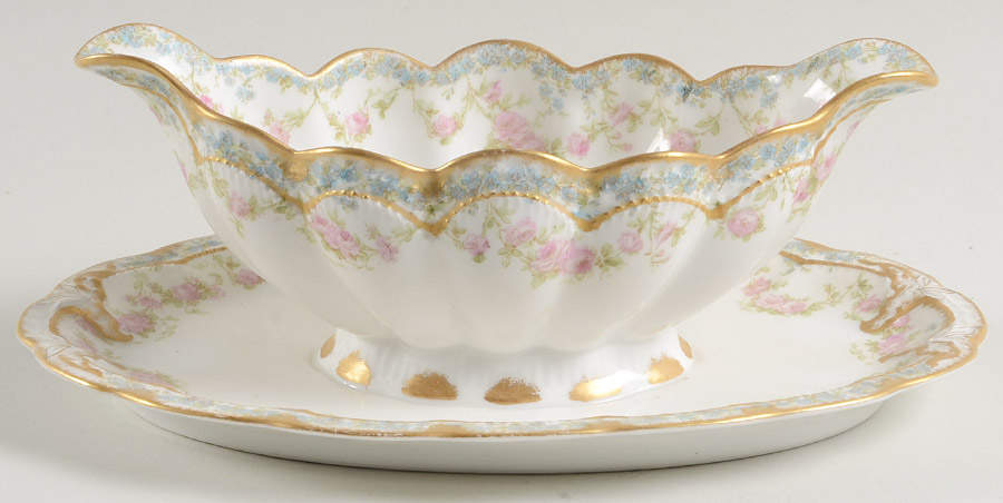 Schleiger 271A Gravy Boat with Attached Underplate by Haviland-1