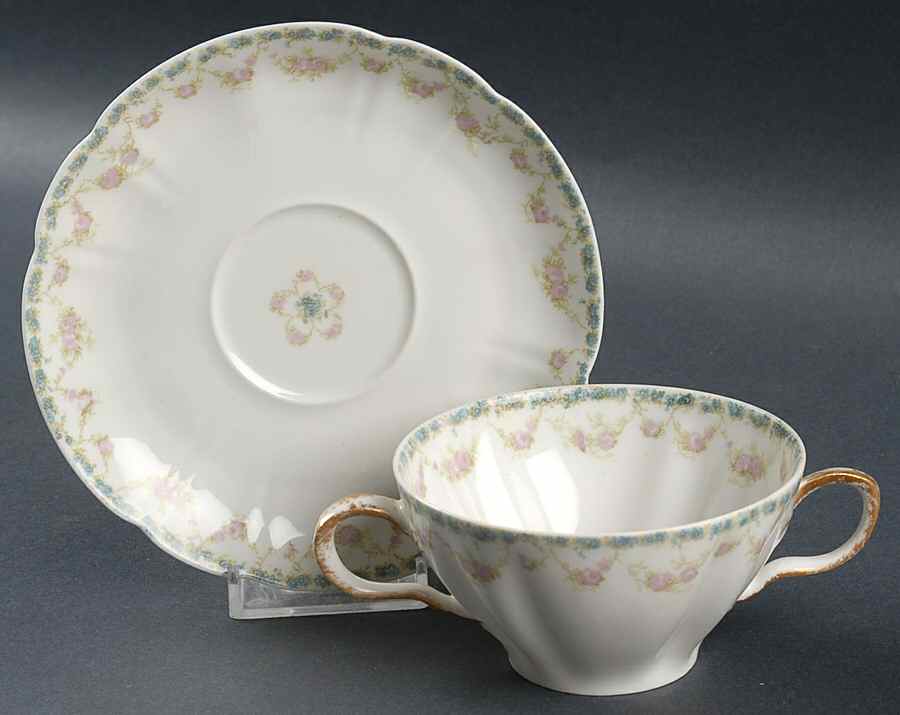 Schleiger 271B Flat Bouillon Cup & Saucer by Haviland-1