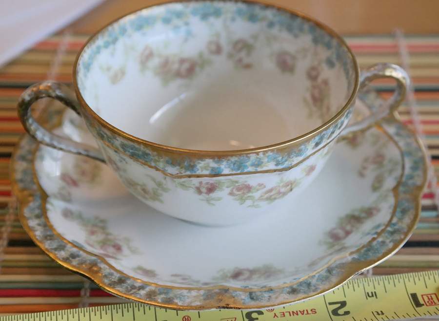 Schleiger 271H Footed Cream Soup Bowl & Saucer Set by Haviland-1