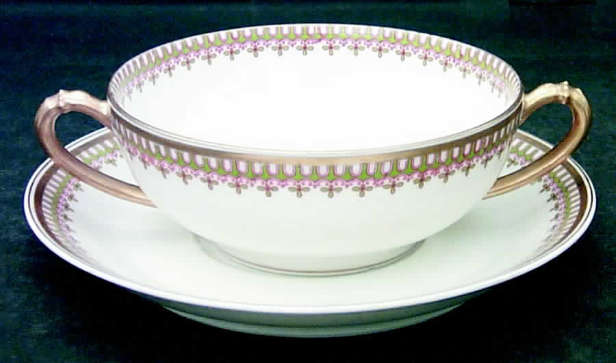 Schleiger 279 Flat Cream Soup Bowl & Saucer Set by Haviland-1
