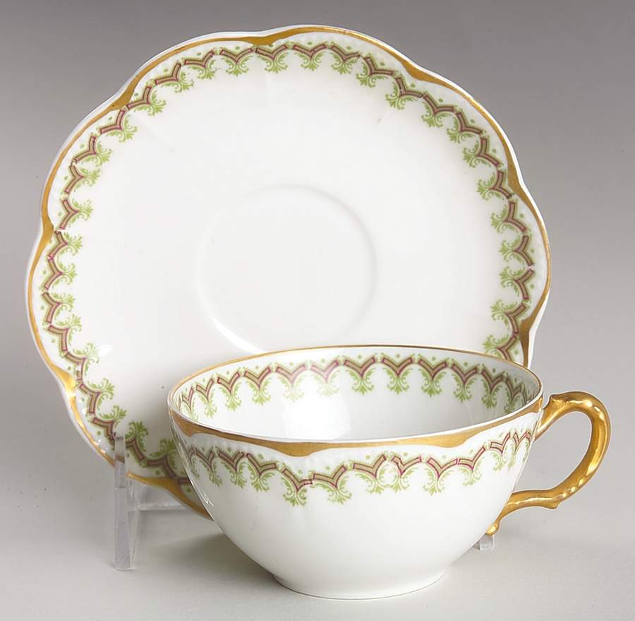 Schleiger 288 Flat Cup & Saucer Set by Haviland-1