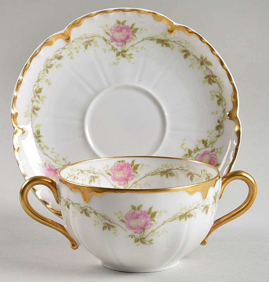 Schleiger 291A Flat Bouillon Cup & Saucer by Haviland-1
