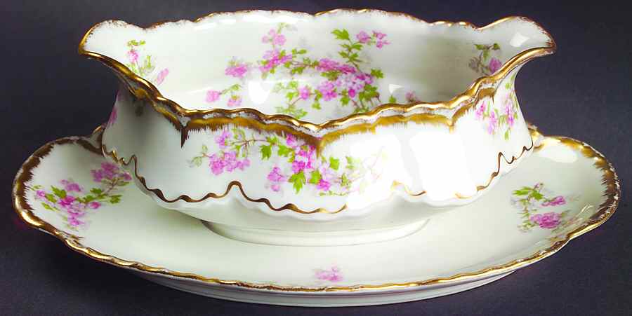 Schleiger 29K Gravy Boat with Attached Underplate by Haviland-1