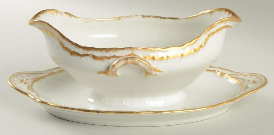 Schleiger 304 Gravy Boat with Attached Underplate by Haviland-1