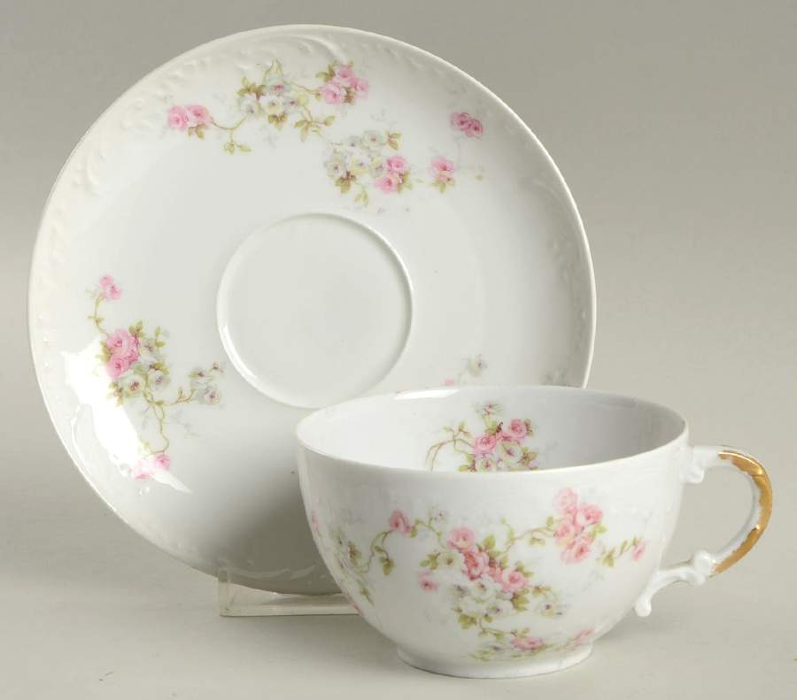 Schleiger 320e (Smooth) Footed Cup & Saucer Set by Haviland-1