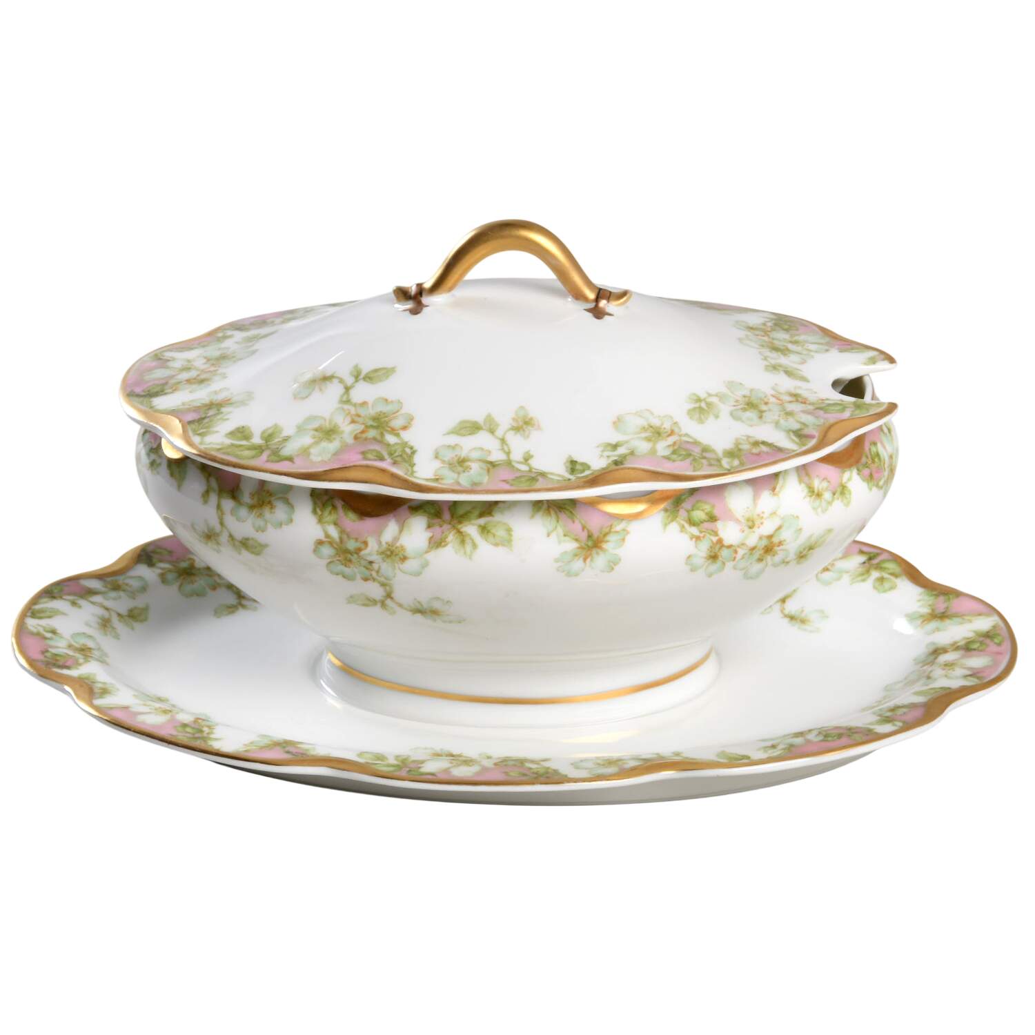 Schleiger 33 Gravy Boat w/Attached Underplate & Lid by Haviland-1