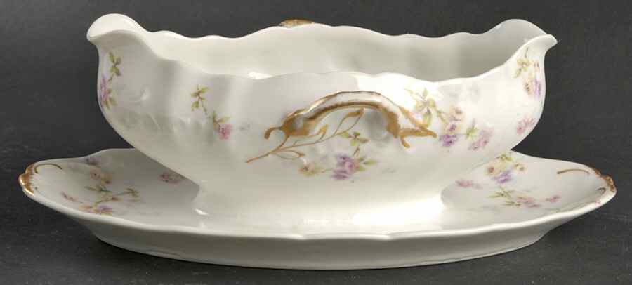Schleiger 339B Gravy Boat with Attached Underplate by Haviland-1