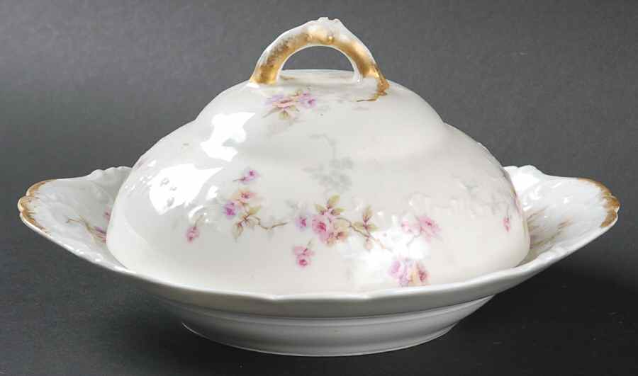 Schleiger 339B Round Covered Butter with Strainer by Haviland-1
