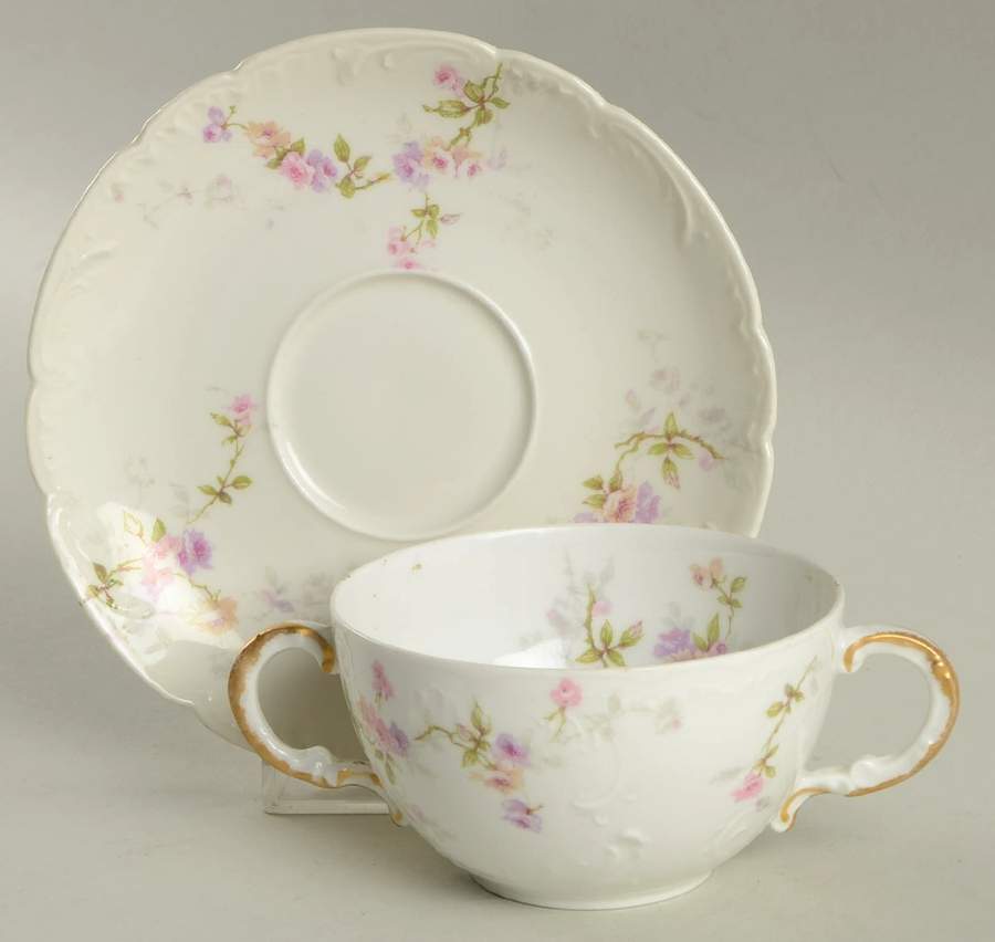 Schleiger 339B Flat Bouillon Cup & Saucer by Haviland-1