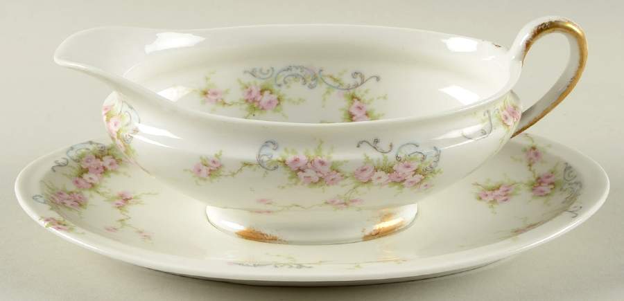 Schleiger 340e Gravy Boat with Attached Underplate by Haviland-1
