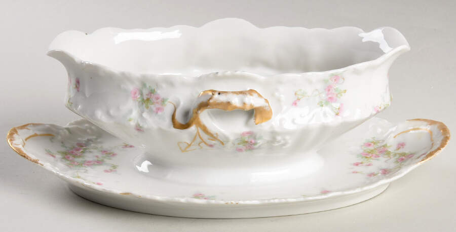Schleiger 342j Gravy Boat with Attached Underplate by Haviland-1