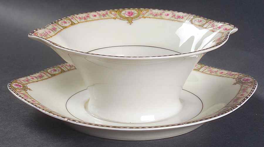 Schleiger 344a Gravy Boat with Attached Underplate by Haviland-1