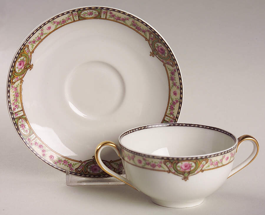 Schleiger 344C Flat Bouillon Cup & Saucer by Haviland-1