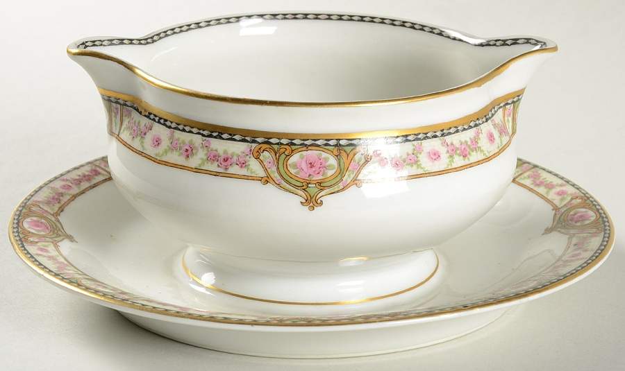 Schleiger 344d Gravy Boat with Attached Underplate by Haviland-1