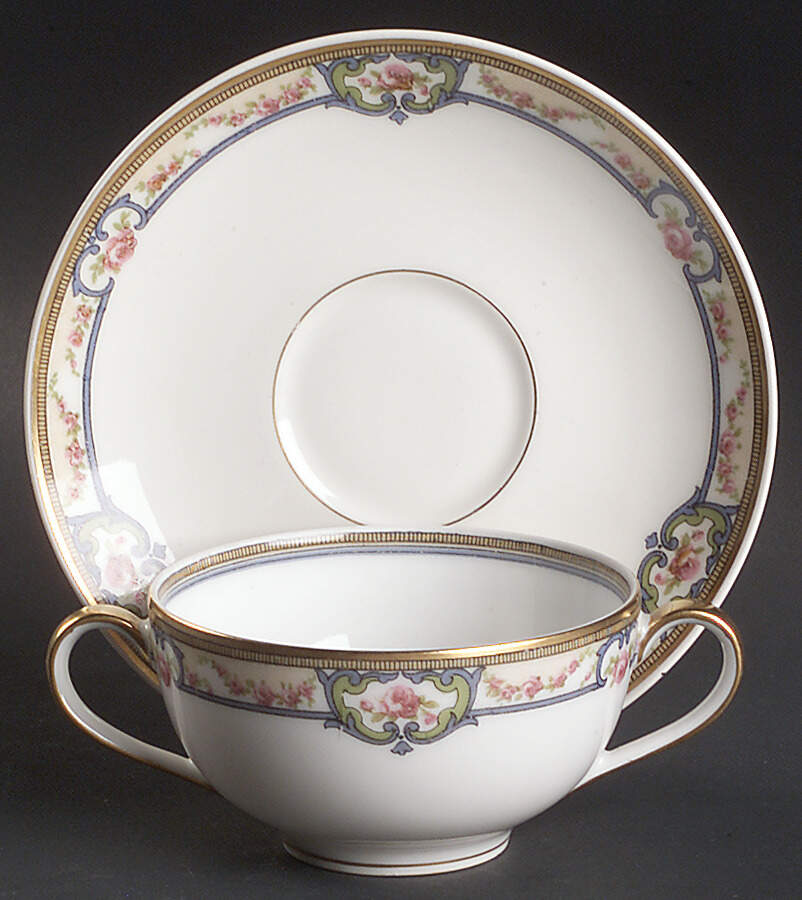 Schleiger 345A Flat Bouillon Cup & Saucer by Haviland-1