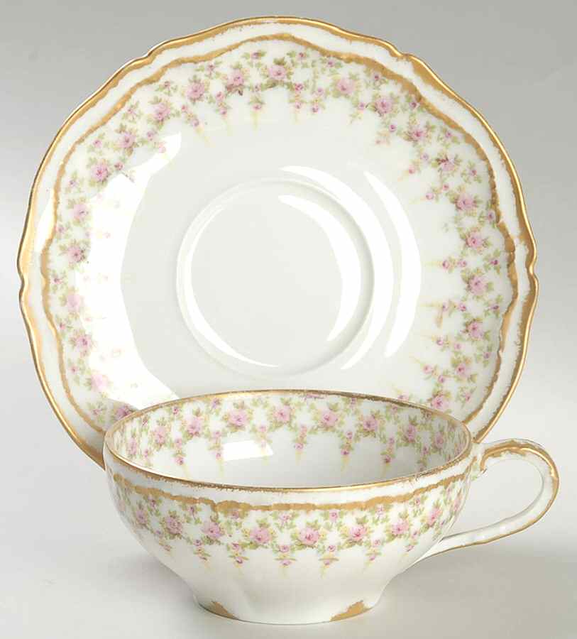 Schleiger 349A Flat Cup & Saucer Set by Haviland-1