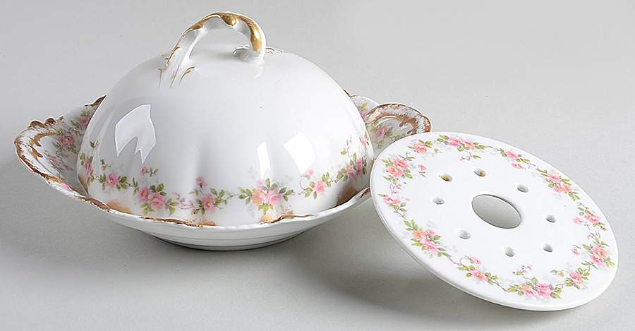 Schleiger 350E Round Covered Butter with Strainer by Haviland-1