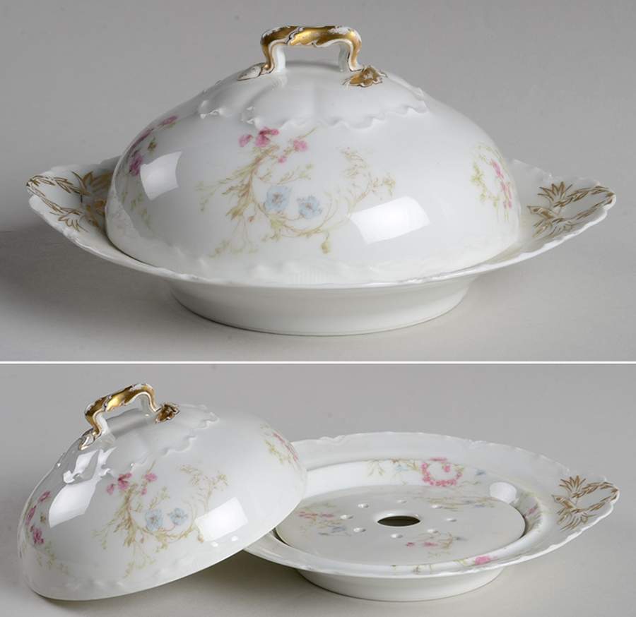 Schleiger 38 Round Covered Butter with Strainer by Haviland-1