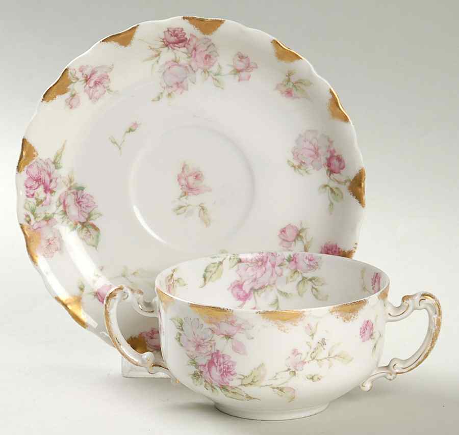 Schleiger 39B Flat Bouillon Cup & Saucer by Haviland-1
