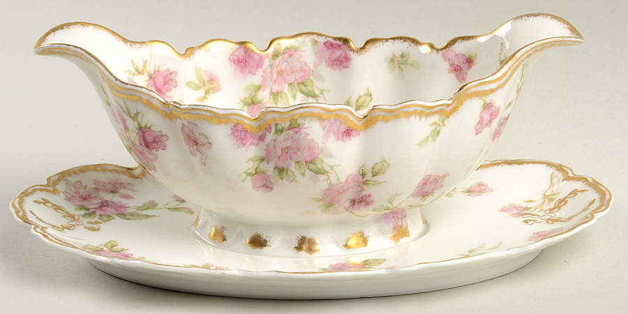 Schleiger 39D Gravy Boat with Attached Underplate by Haviland-1