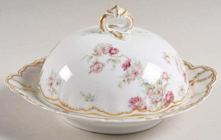 Schleiger 39E Round Covered Butter with Strainer by Haviland-1