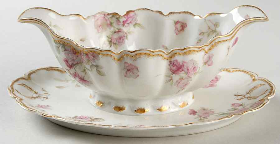 Schleiger 39E Gravy Boat with Attached Underplate by Haviland-1