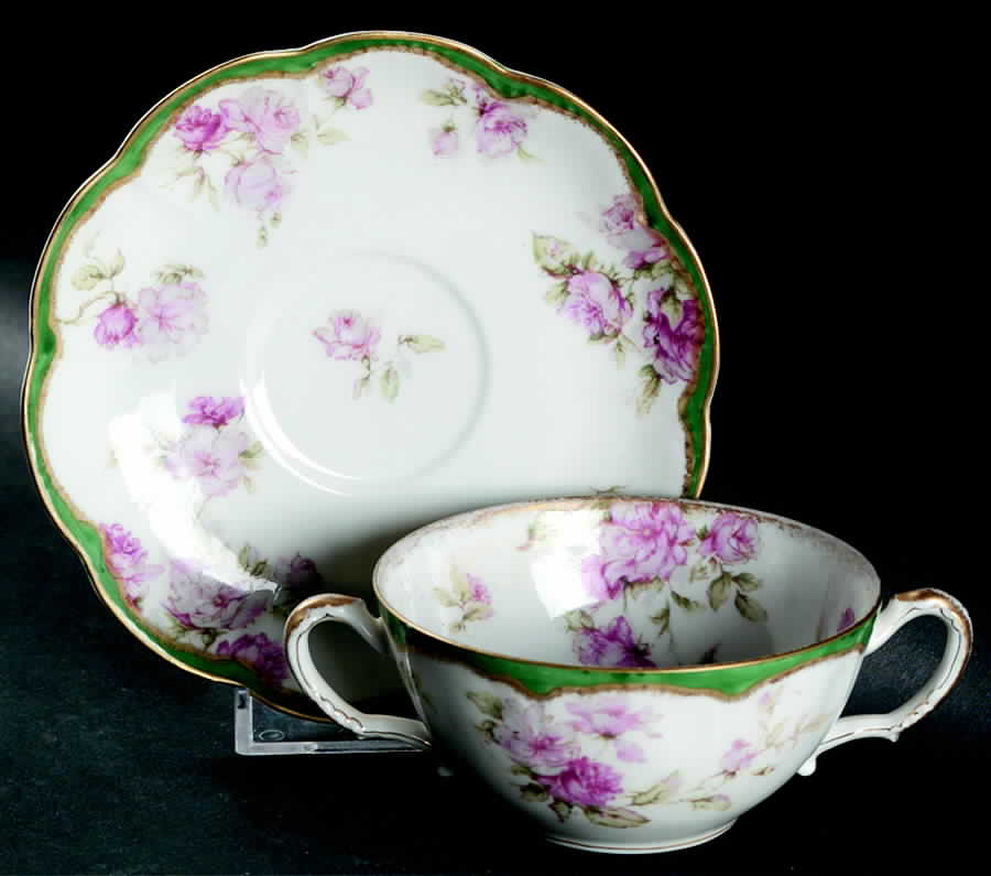 Schleiger 39H Flat Bouillon Cup & Saucer by Haviland-1