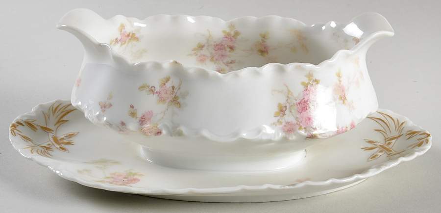 Schleiger 42A Gravy Boat with Attached Underplate by Haviland-1
