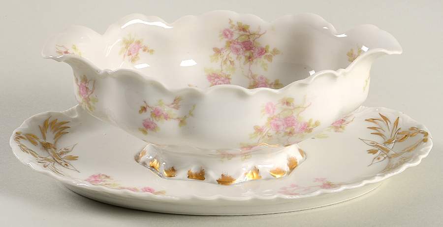 Schleiger 42H Gravy Boat with Attached Underplate by Haviland-1