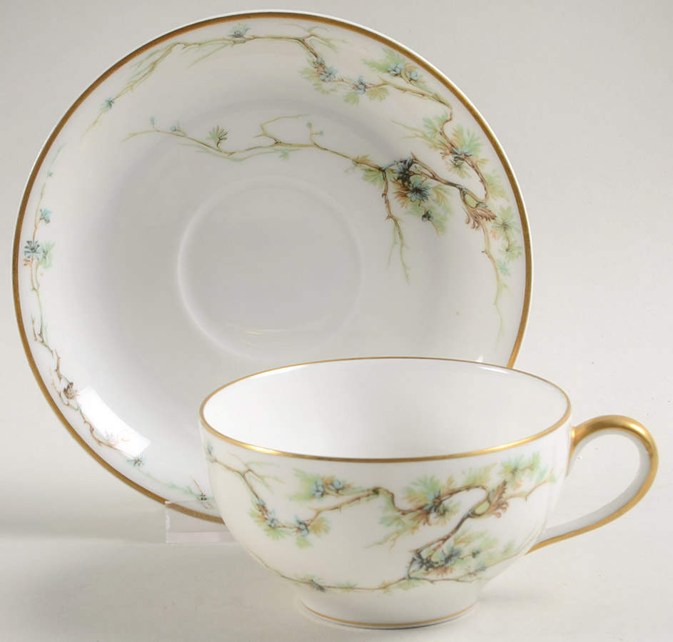 Schleiger 432 Flat Cup & Saucer Set by Haviland-1