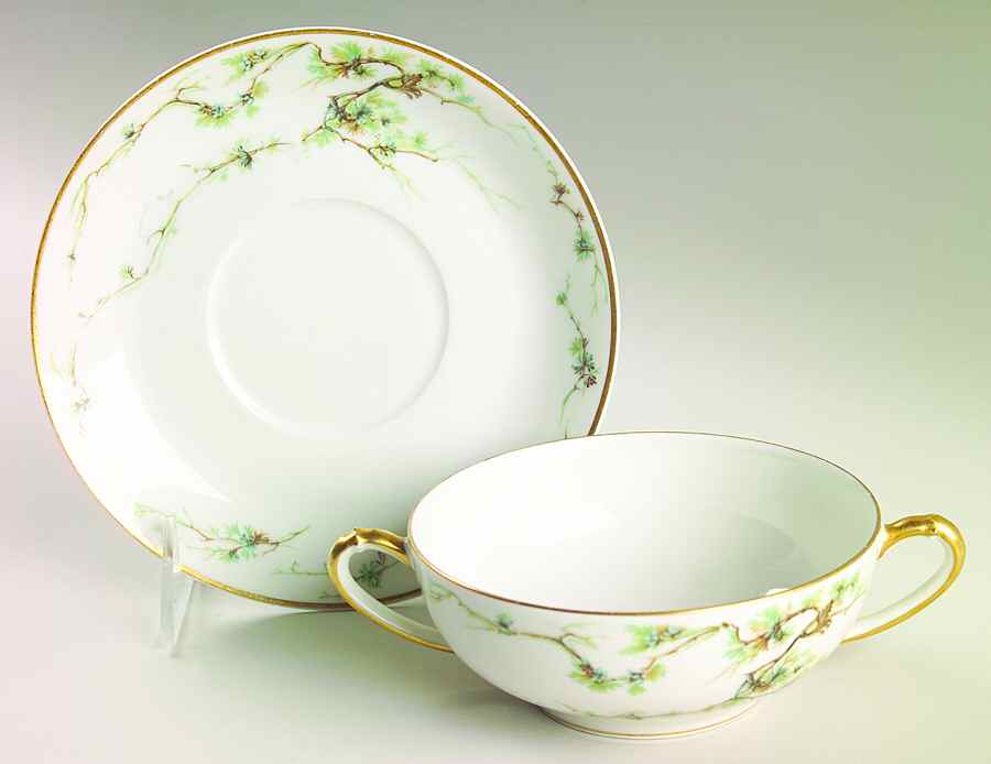 Schleiger 432 Flat Cream Soup Bowl & Saucer Set by Haviland-1