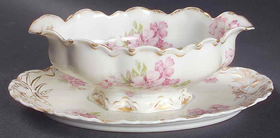 Schleiger 442A Gravy Boat with Attached Underplate by Haviland-1